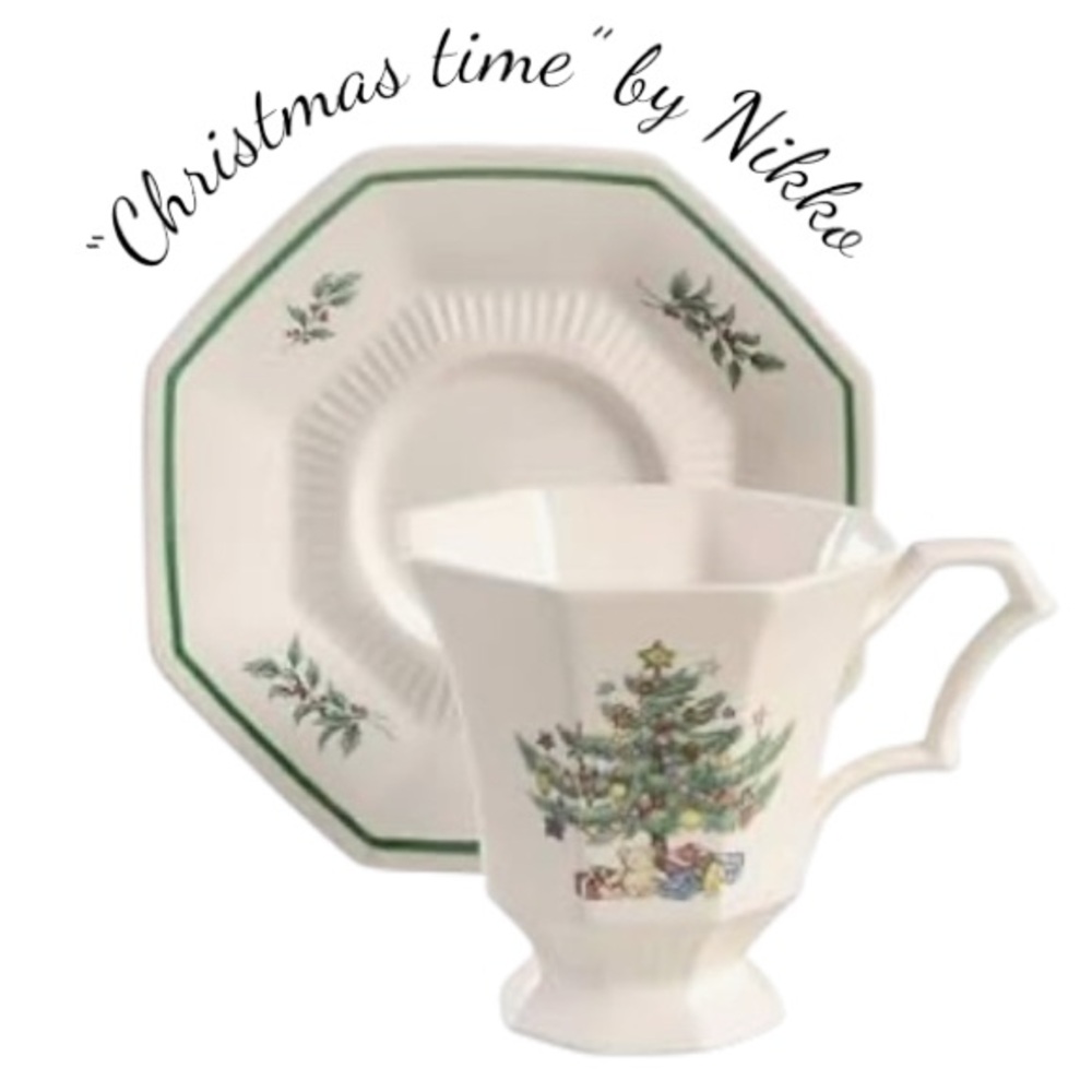 “Christmastime” by Nikko Cups and Saucers - Set of Four